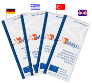 flyer in four languages with the flag of the respective country